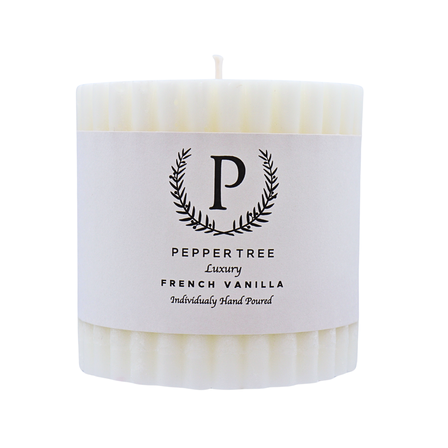 French Vanilla Ribbed Candle - White - Small