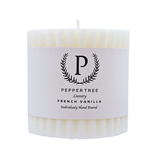 French Vanilla Ribbed Candle - White - Small