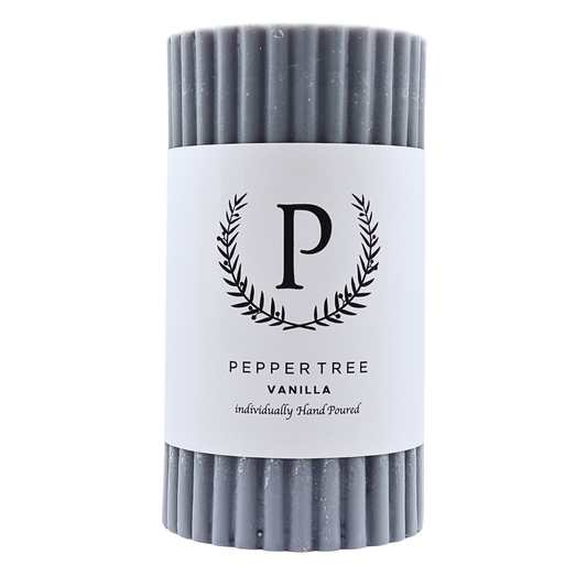 French Vanilla Ribbed Candle - Grey - Large