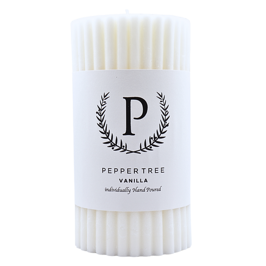 French Vanilla Ribbed Candle - White - Large