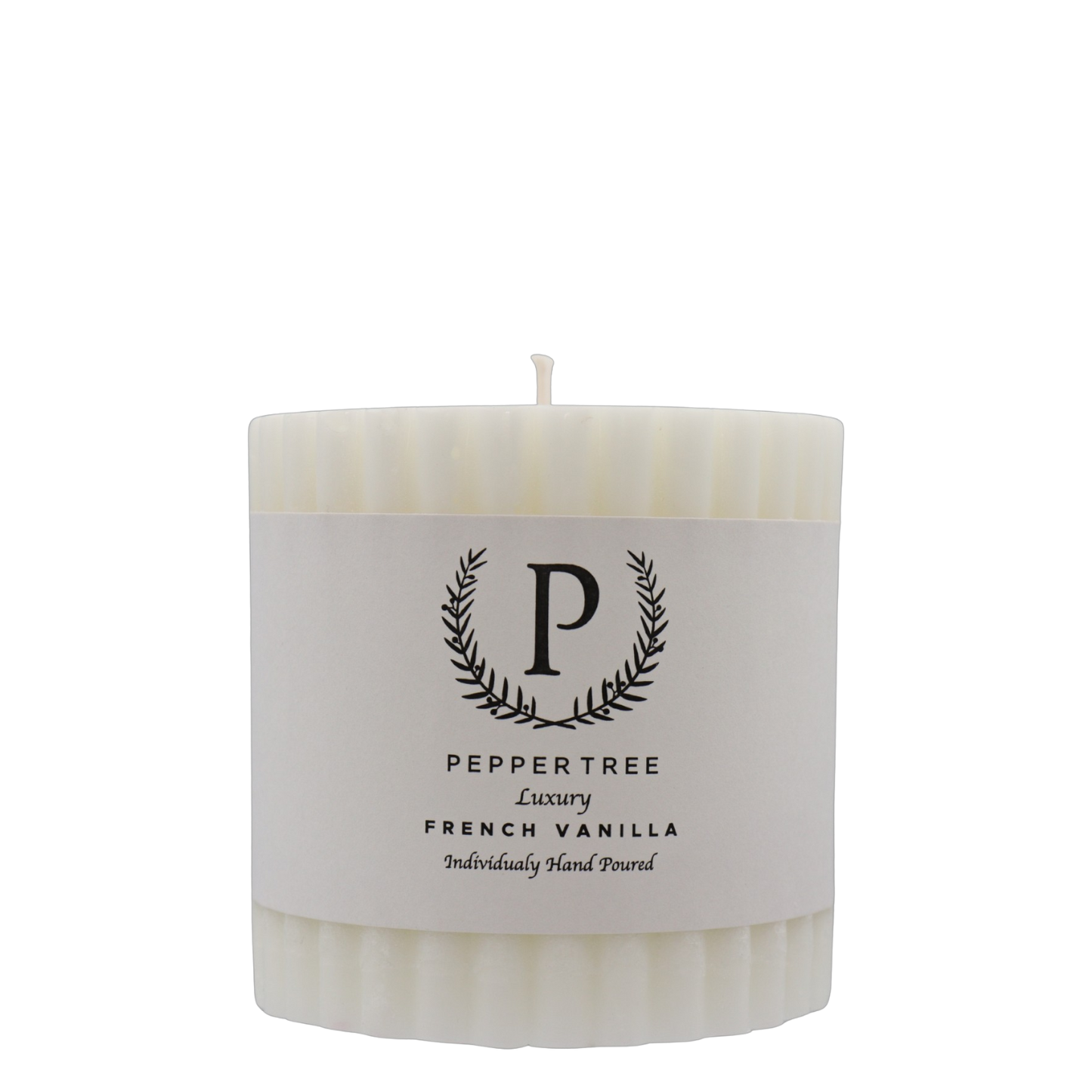 French Vanilla Ribbed Candle - White - Small