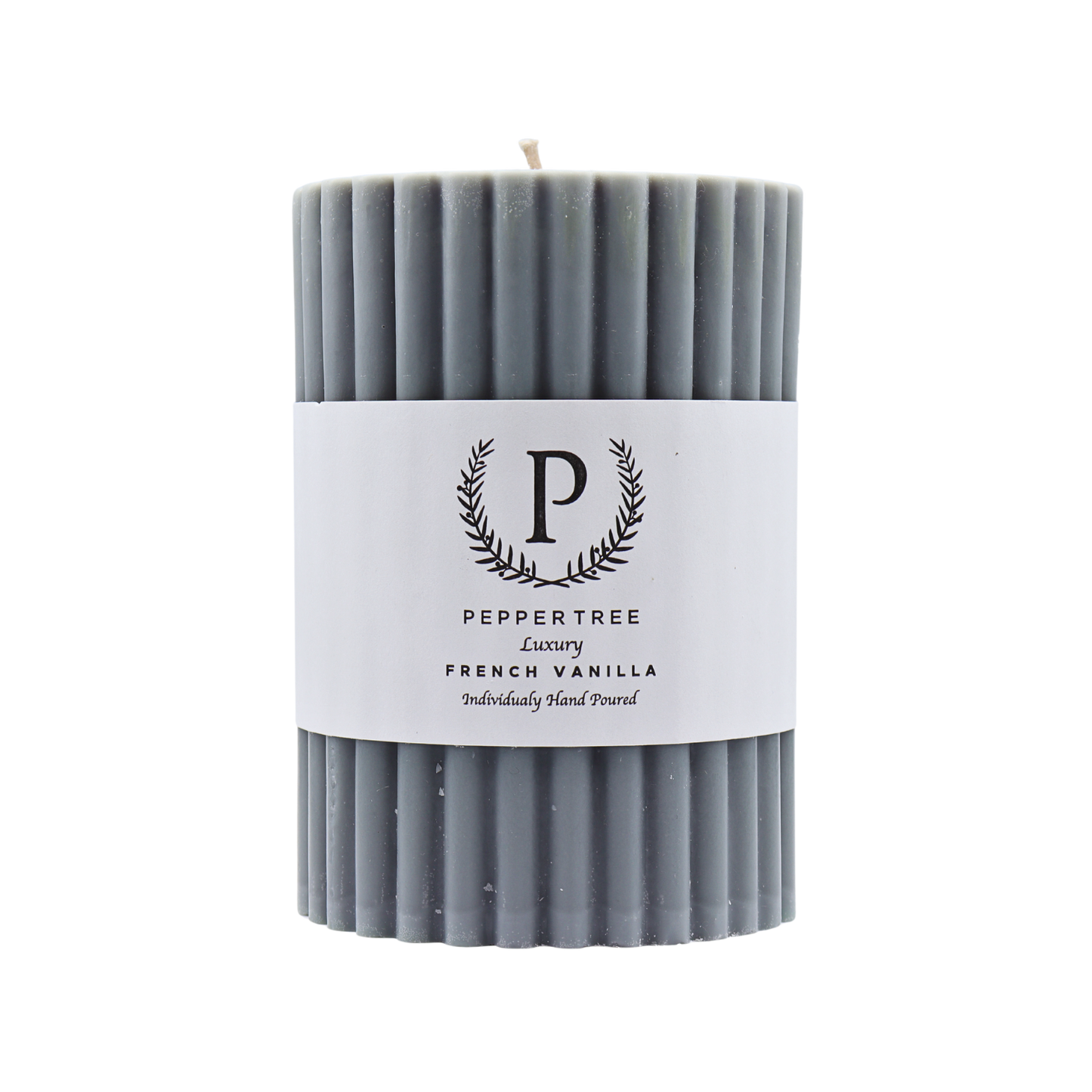 French Vanilla Ribbed Candle - Grey - Medium