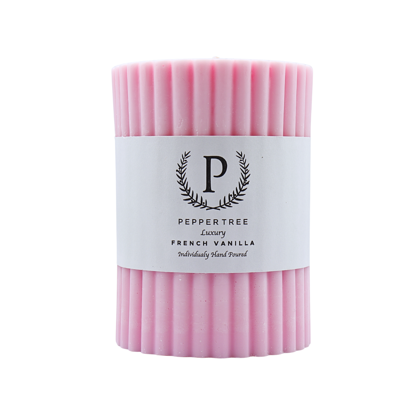 French Vanilla Ribbed Candle - Pink - Medium