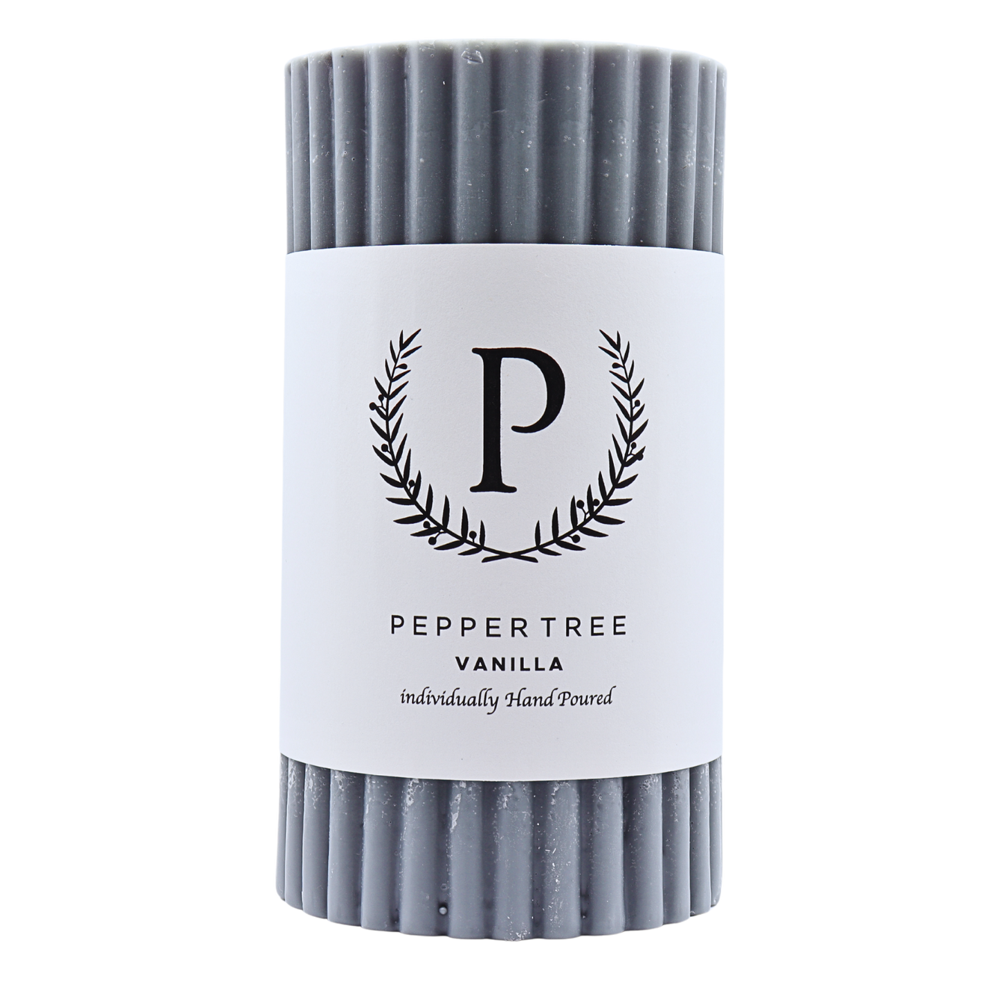 French Vanilla Ribbed Candle - Grey - Large