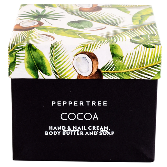 Body Essentials Cocoa hand & nail cream, body butter & soap Box