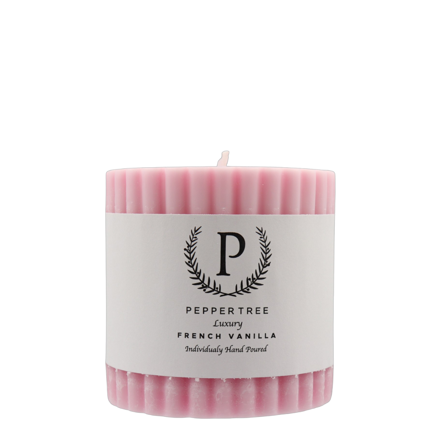 French Vanilla Ribbed Candle - Pink- Small