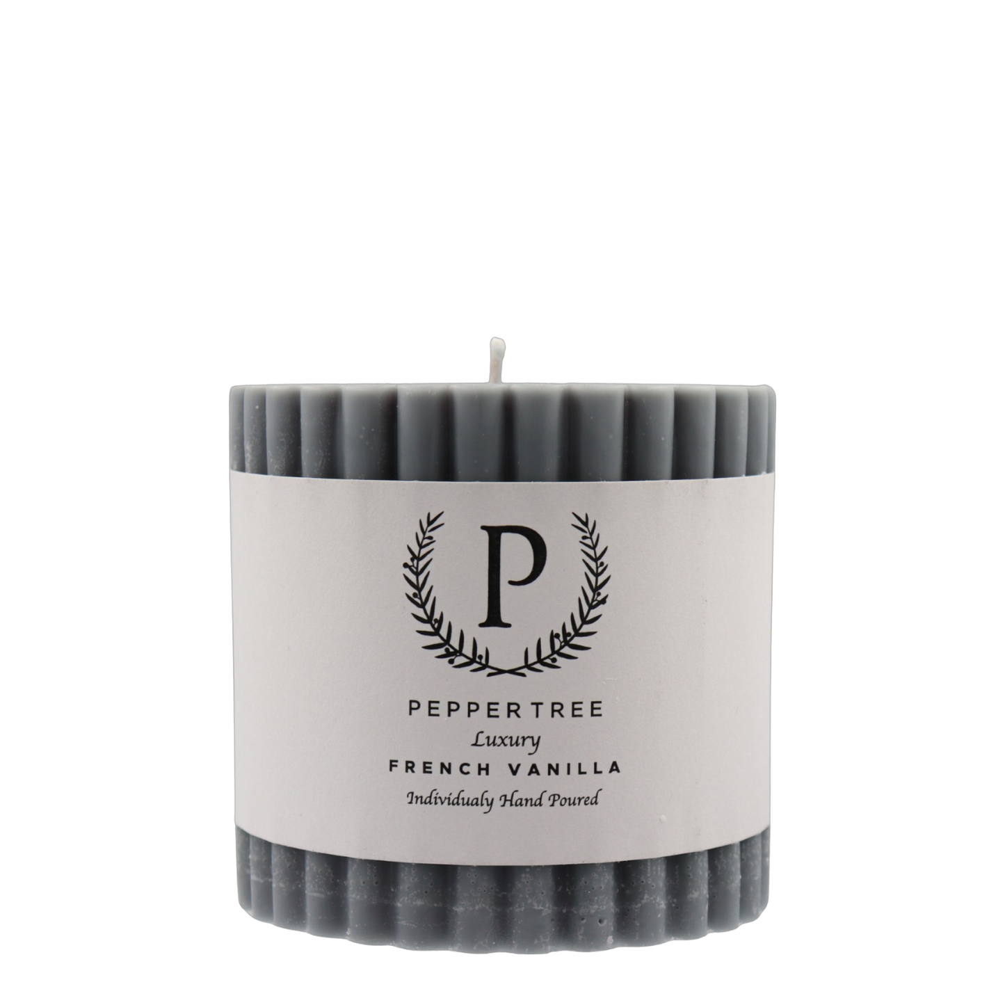 French Vanilla Ribbed Candle - Grey - Small
