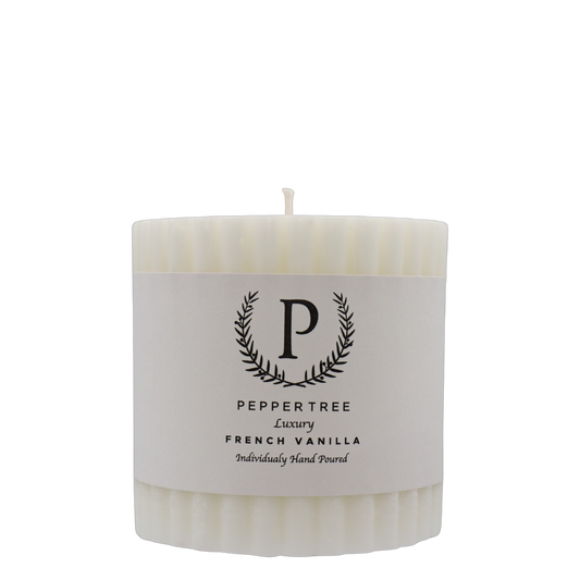 French Vanilla Ribbed Candle - White - Small