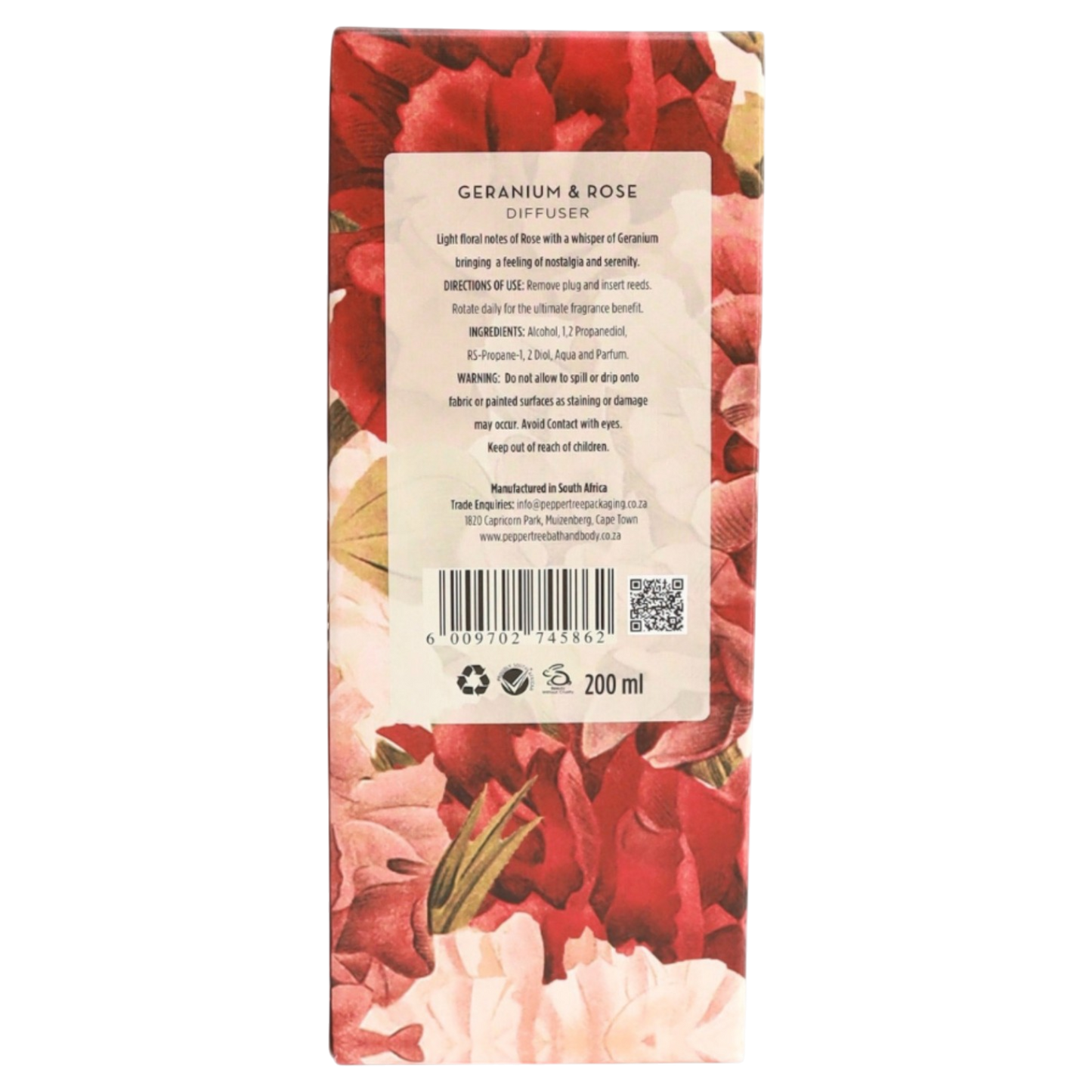 Geranium & Rose Room Diffuser 200ml
