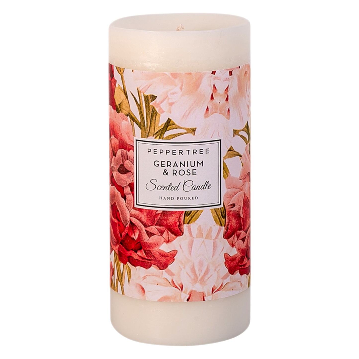 Geranium & Rose Scented Pillar Candle Large