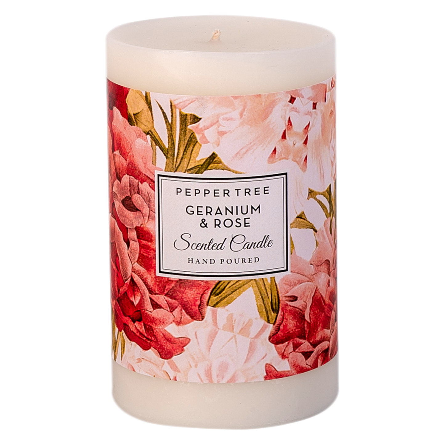 Geranium & Rose Scented Pillar Candle Medium