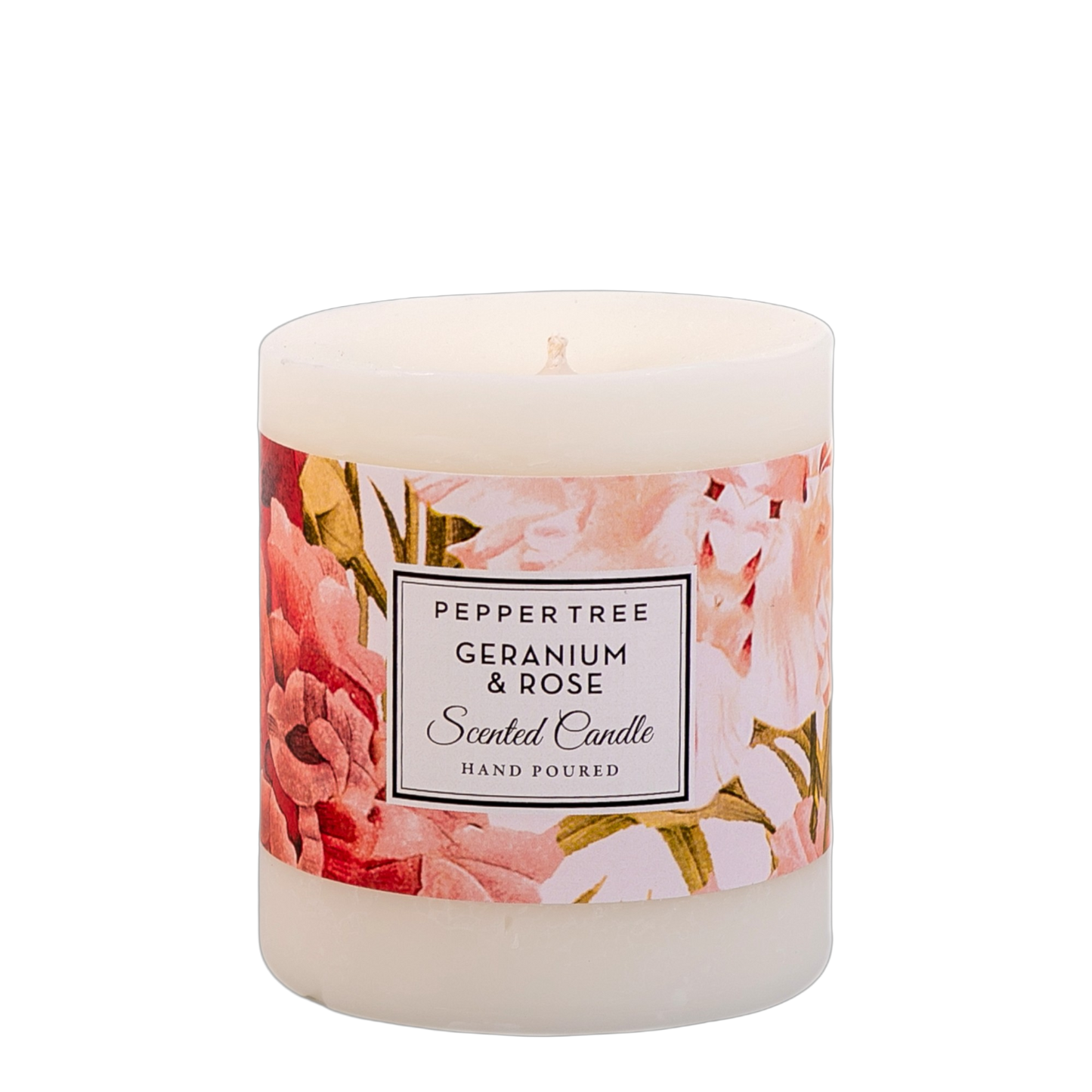 Geranium & Rose Scented Pillar Candle Small