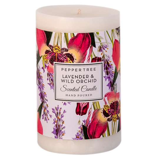 Lavender & Wild Orchid Scented Pillar Candle Medium