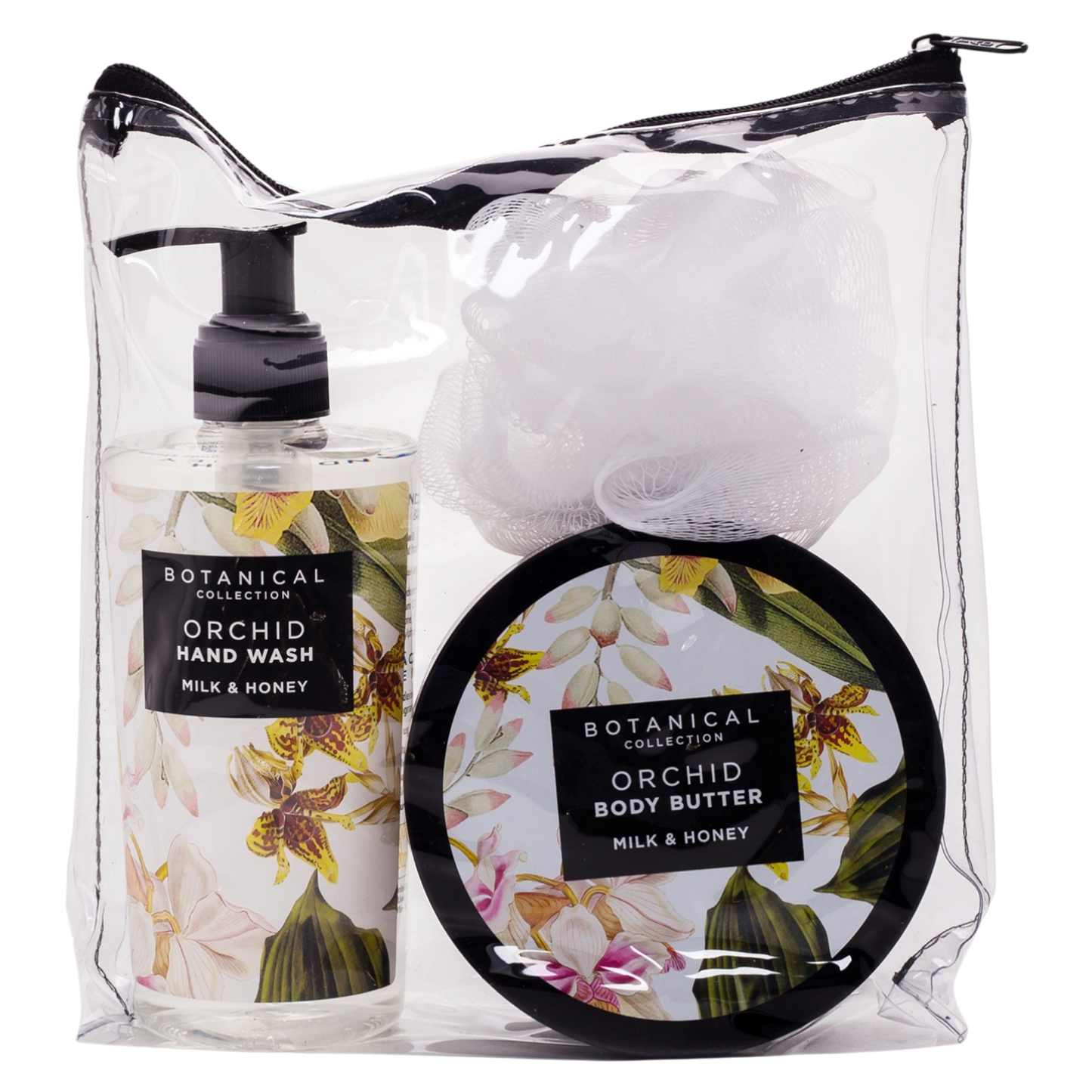 Orchid Hand Wash, Body Butter & Sponge Gift Bag 300 ml + 250 ml