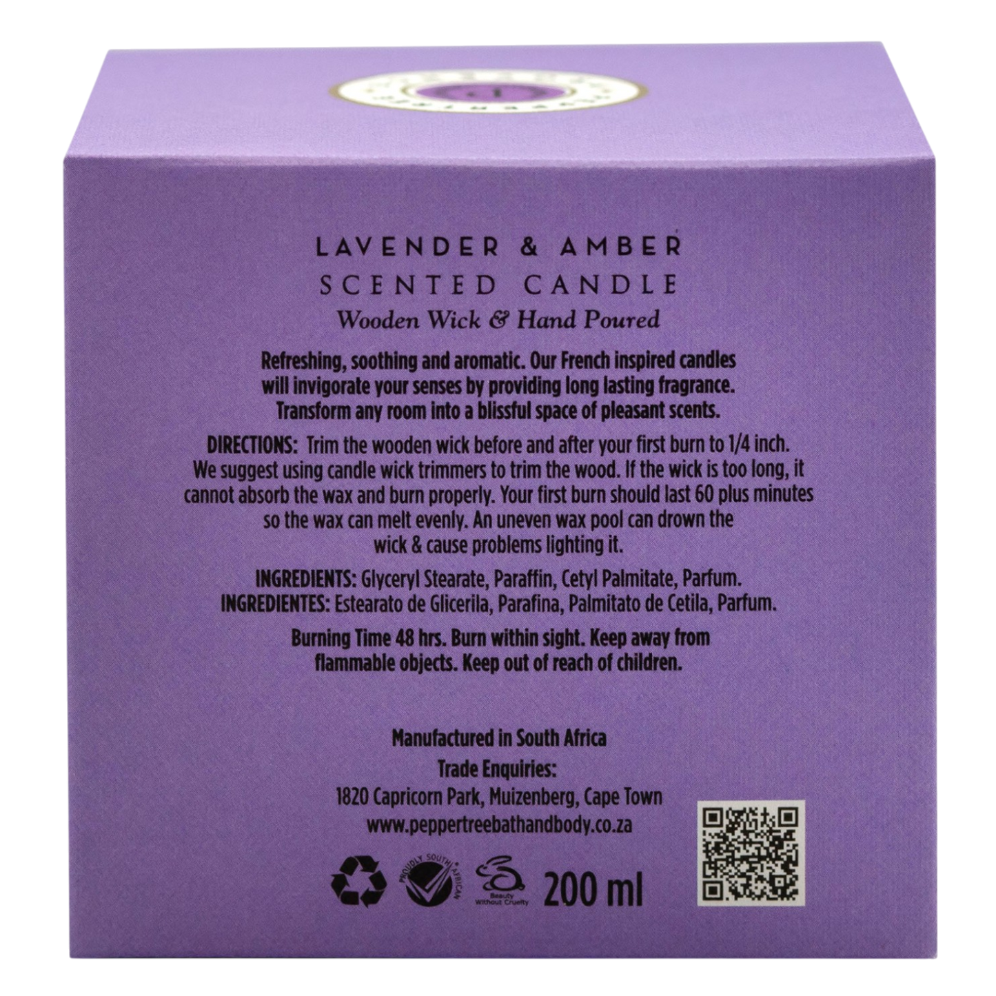 Provence Lavender & Amber Scented Candle 200 g
