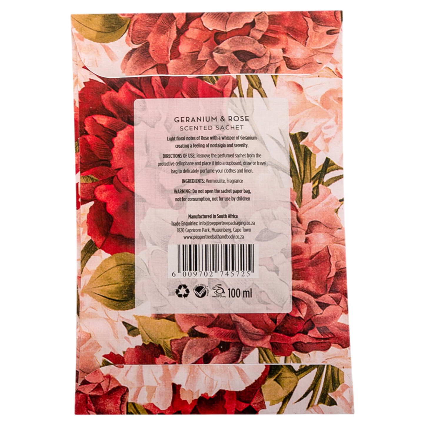 Scented Sachet Geranium & Rose 100 ml