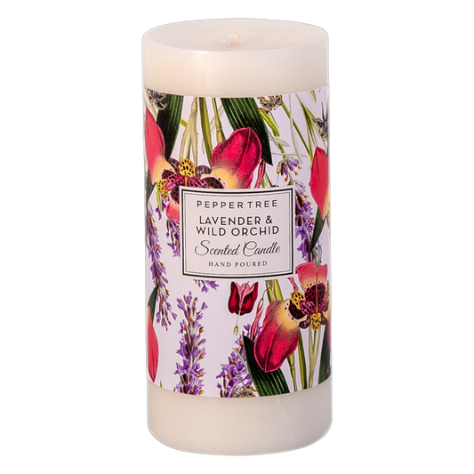 Lavender & Wild Orchid Scented Pillar Candle Large