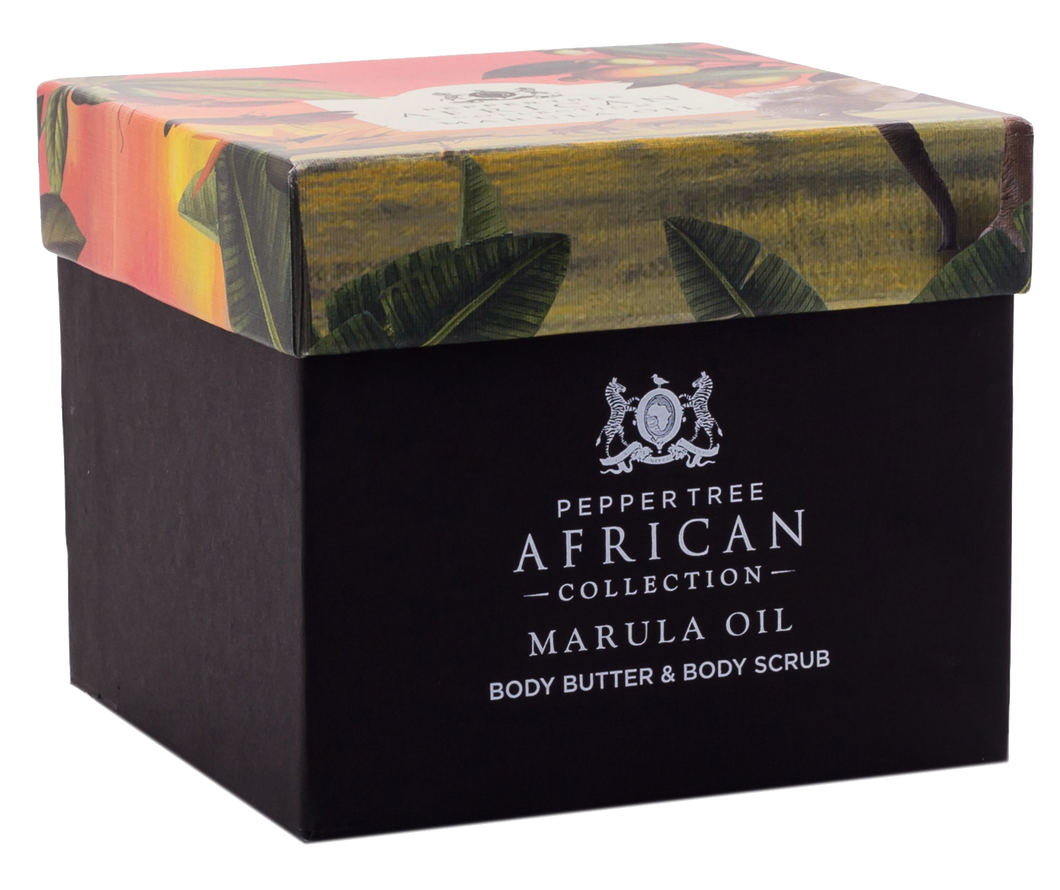Marula Body Butter & Body Scrub Gift Box 250 ml x 2